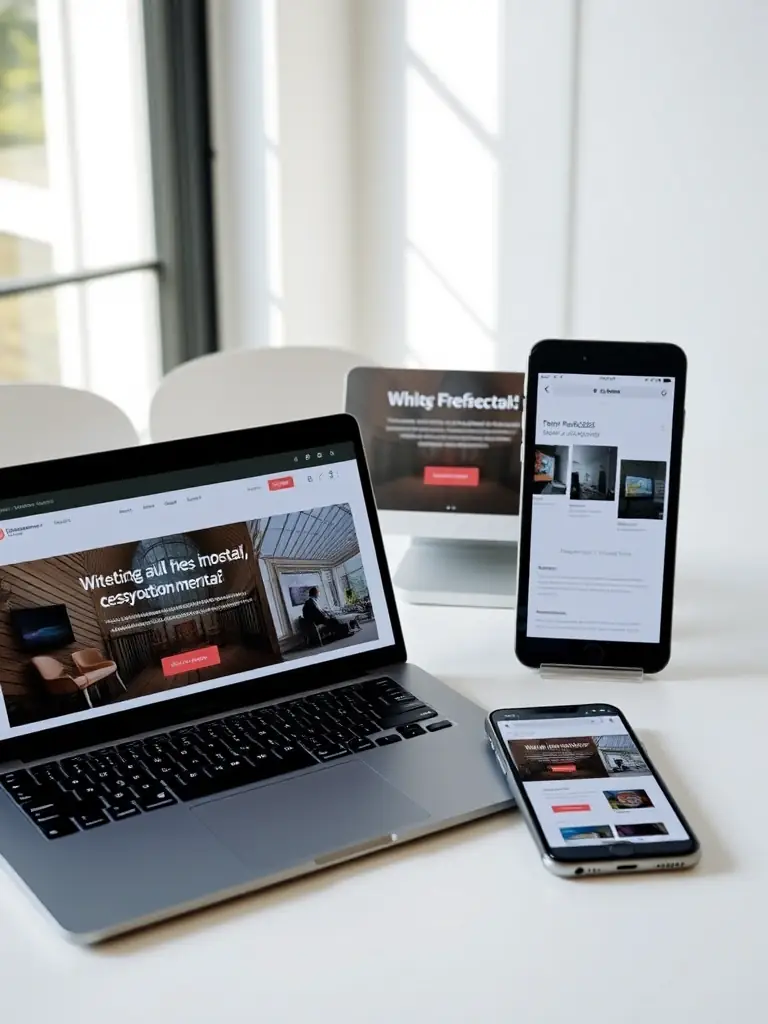 A sleek, responsive website displayed on various devices including desktop, tablet, and smartphone, exemplifying LAUNCH's website development capabilities.